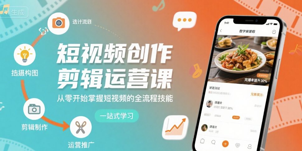 短视频创作剪辑运营课，从零开始掌握短视频的全流程技能-网创副业教程