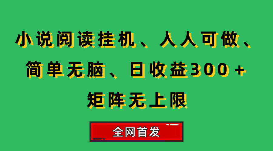 （15413期）小说挂机阅读，人人可做，简单无脑，一天收益300＋矩阵无限上-网创副业教程