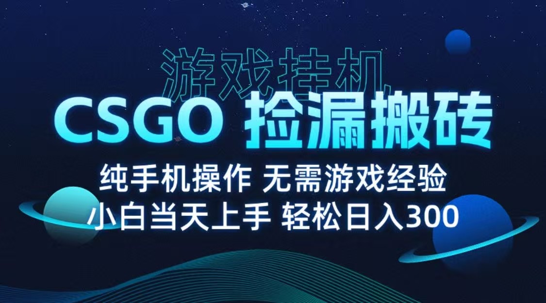 9月最新游戏搬砖，CSGO纯挂机，不需要玩游戏，实现真挂机，月入1W+-网创副业教程