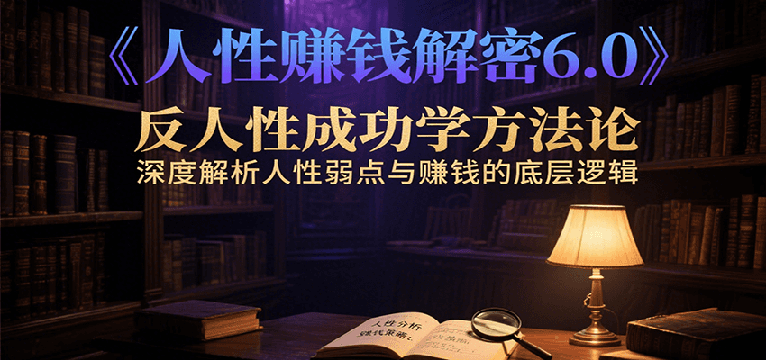 人性赚钱解密6.0，反人性成功学方法论，深度解析人性弱点与赚钱的底层逻辑-网创副业教程