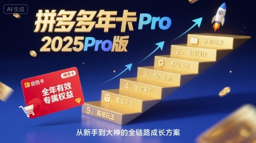 拼多多年卡2025Pro版，五大板块从认知到基础、从推广到活动、从活动到玩法-网创副业教程