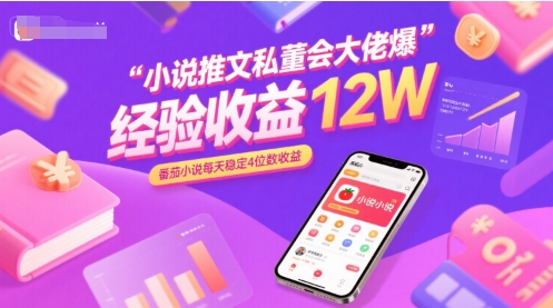 小说推文私董会大佬爆单经验分享收益12W，番茄小说每天稳定4位数收益-网创副业教程