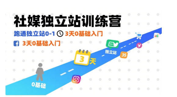 社媒独立站训练营，跑通独立站0-1，3天0基础入门-网创副业教程