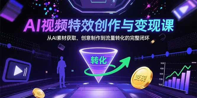 （15587期）AI视频特效创作与变现课：从AI素材获取、创意制作到流量转化的完整闭环-网创副业教程