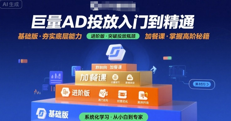 巨量AD投放入门到精通，基础版+进阶版+加餐课-网创副业教程
