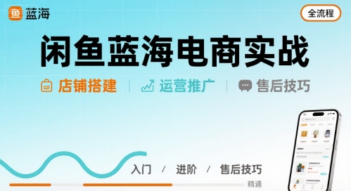 闲鱼蓝海电商实战，店铺搭建运营售后全流程-网创副业教程