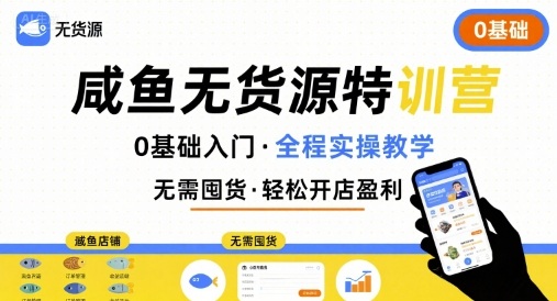无货源特训营，0基础带你玩转咸鱼无货源-网创副业教程