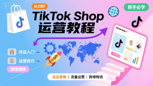 TikTok Shop从0到1运营教程，TikTok跨境电商新手必学课程-网创副业教程