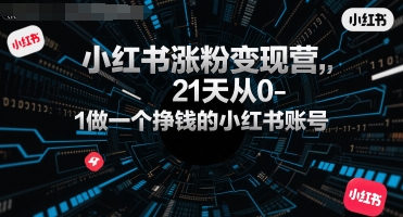 小红书涨粉变现营，21天从0-1做一个挣钱的小红书账号-网创副业教程