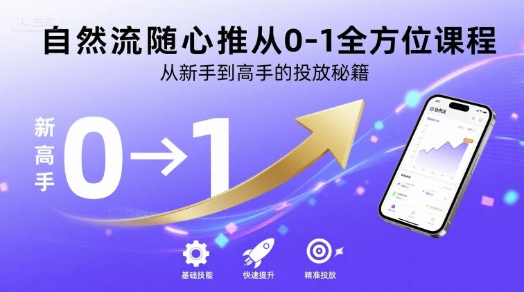自然流随心推从0-1全方位课程，从新手到高手的投放秘籍-网创副业教程