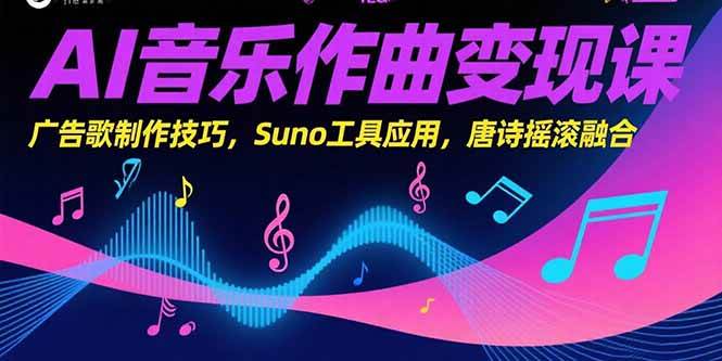 （15370期）AI音乐作曲变现课，广告歌制作技巧，Suno工具应用，唐诗摇滚融合-网创副业教程