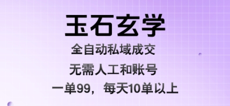 玉石玄学全自动私域成交，一单99每天十单以上，无需人工和矩阵账号，蓝海项目直接干【揭秘】-网创副业教程