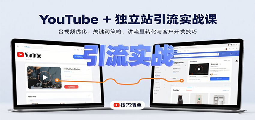 YouTube+独立站引流实战课：含视频优化、关键词策略，讲流量转化与客户开发技巧-网创副业教程