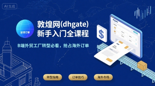 敦煌网(dhgate)新手入门全课程，B端外贸工厂转型必看，抢占海外订单-网创副业教程