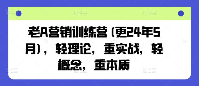 老A营销训练营(更25年8月)，轻理论，重实战，轻概念，重本质-网创副业教程