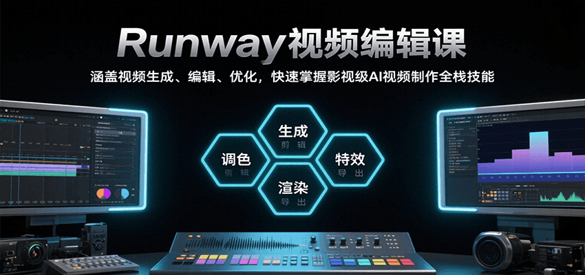 Runway视频编辑课，涵盖视频生成、编辑、优化，快速掌握影视级AI视频制作全栈技能-网创副业教程