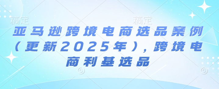 亚马逊跨境电商选品案例(更新2025年7月)，跨境电商利基选品-网创副业教程