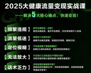 大健康流量全域新增长8.0，三月底线下课视频，大健康万亿蓝海，从类目突围到模式迭代-网创副业教程