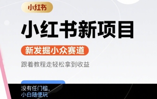 小红书新项目，新发掘出来的小众赛道 ，跟着教程走轻松拿到收益，没有任何门槛，小白随便玩-网创副业教程