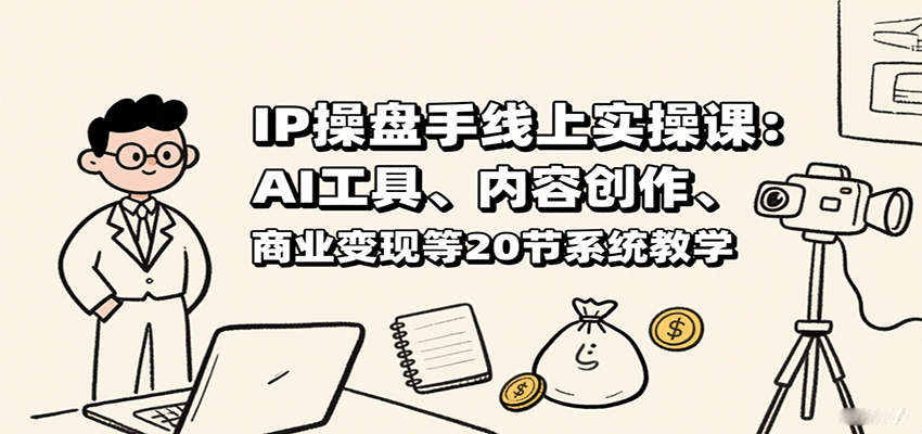 IP操盘手线上实操课：AI工具、内容创作、商业变现等20节系统教学-网创副业教程