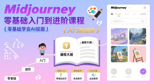 midjourney零基础入门到进阶课程，零基础学会AI绘画-网创副业教程
