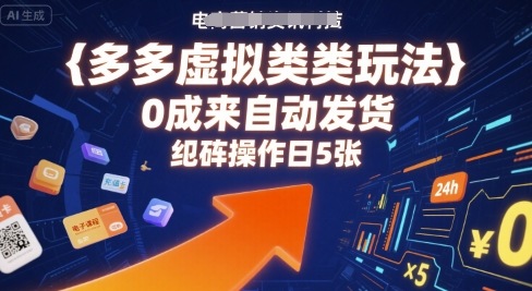 多多虚拟类目玩法，0成本全自动发货，矩阵操作日5张-网创副业教程