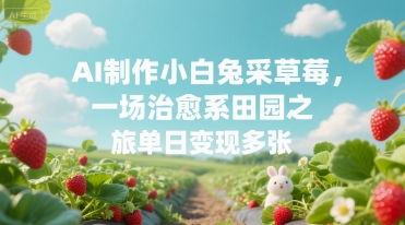 AI制作小白兔采草莓，一场治愈系田园之旅单日变现多张-网创副业教程