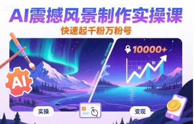 AI震撼风景制作实操课，快速起千粉万粉号-网创副业教程