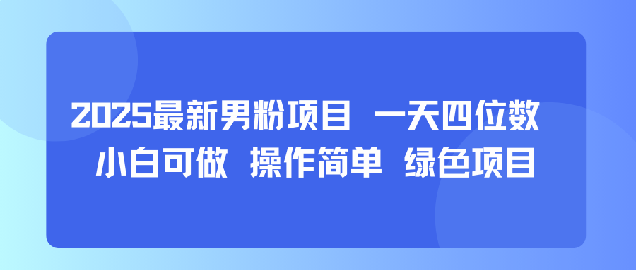 2025最新男粉项目 一天四位数 小白可做 操作简单 绿色项目-网创副业教程