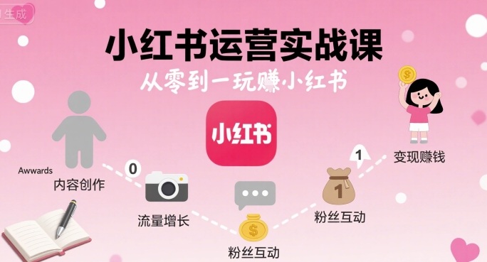 小红书运营实战课,从零到一玩賺小红书-网创副业教程