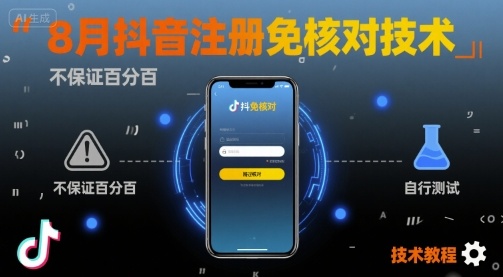 8月抖音注册免核对技术,不保证百分百,自测-网创副业教程