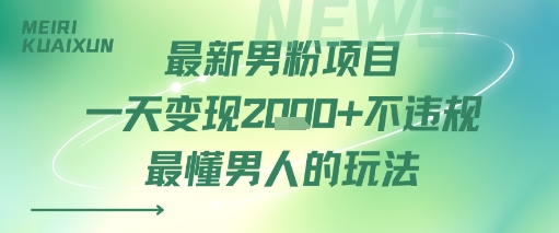 最新男粉项目一天变现多张不违规最懂男人的玩法-网创副业教程