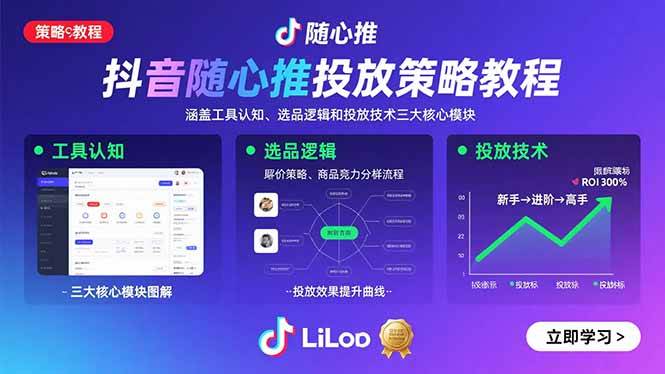 (15828期)抖音随心推投放策略教程:涵盖工具认知、选品逻辑和投放技术三大核心模块-网创副业教程